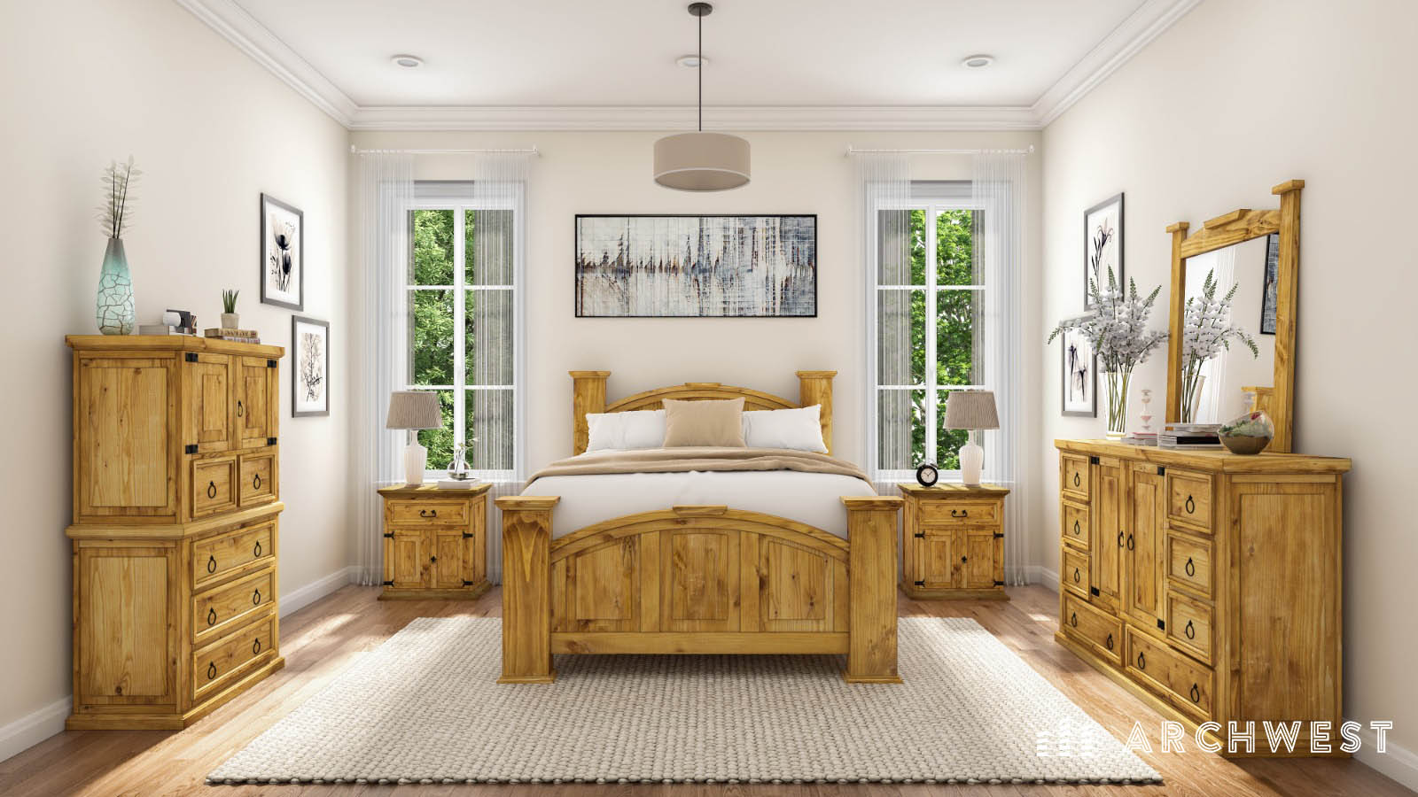 7. 3D Render of a Rustic Style Bedroom, Florida, USA